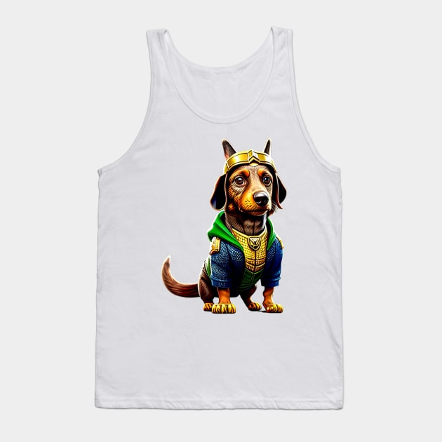 Regal Pup: Dachshund Wearing a Crown Fit for a King Tee Tank Top by fur-niche